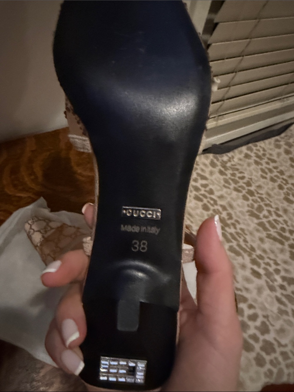 Gucci Beige/Tan Monogram Slingback Mules - Picture 2 of 3
